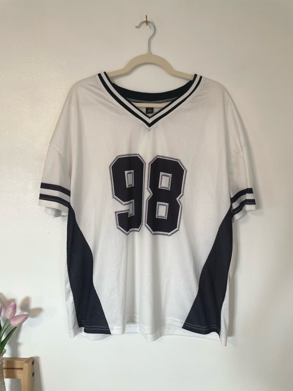 Haut black and white oversized jersey with 98 graphic xs